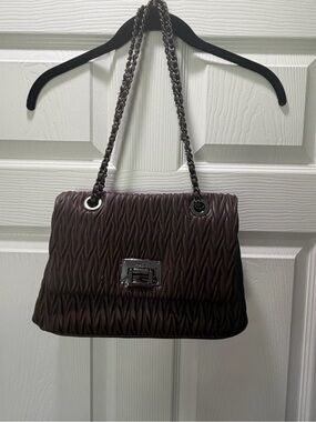 Aldo Quilted Shoulder Bag in Dark Brown with Chain Strap